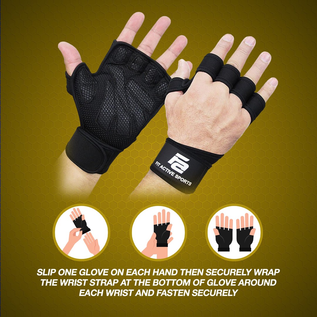 Fit Active Sports Weight Lifting Workout Gloves with Built-in Wrist Wraps  for Men and Women - Great for Gym Fitness, Cross Training, Hand Support &  Weightlifting: Buy Online at Best Price in
