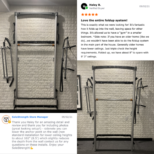 solostrength customer product review testimonials wall mounted fold up gym