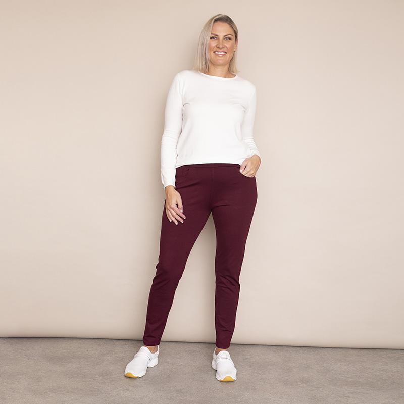 Ann Stretch Waist Trousers - Plus Size (Wine)