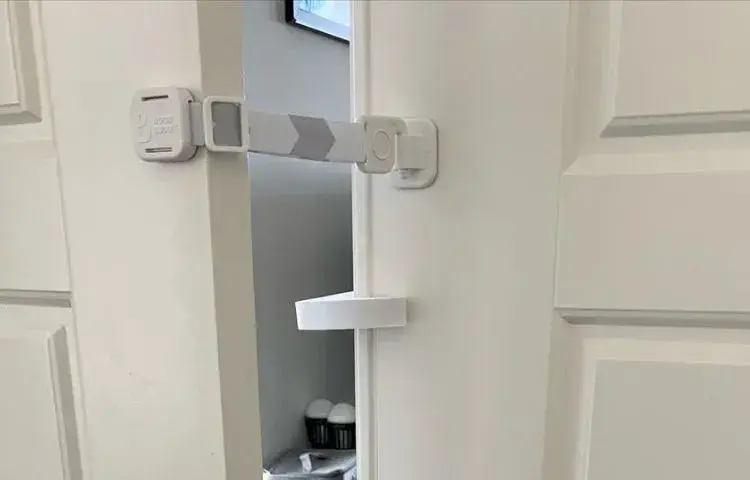 using a Door Buddy strap to not allow dogs into a room