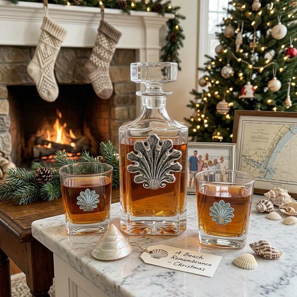 Christmas Gift Fancy Seashell Decanter Set gift for beach lover