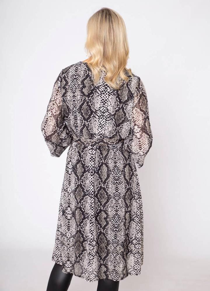 Snake Print Wrap Midi Dress