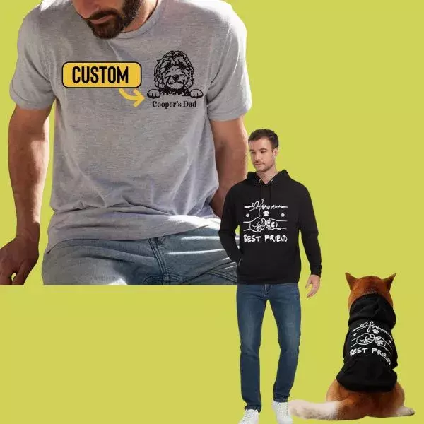 customised t-shirts or hoodies dog dad
