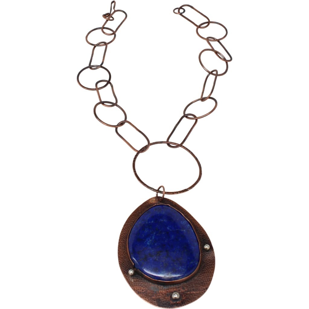 The Voice Lapis Lazuli and Copper Statement Necklace by Junebug Jewelry Designs