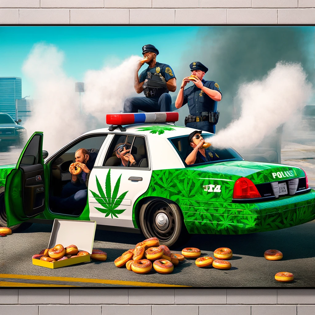 stoner cops eating donuts