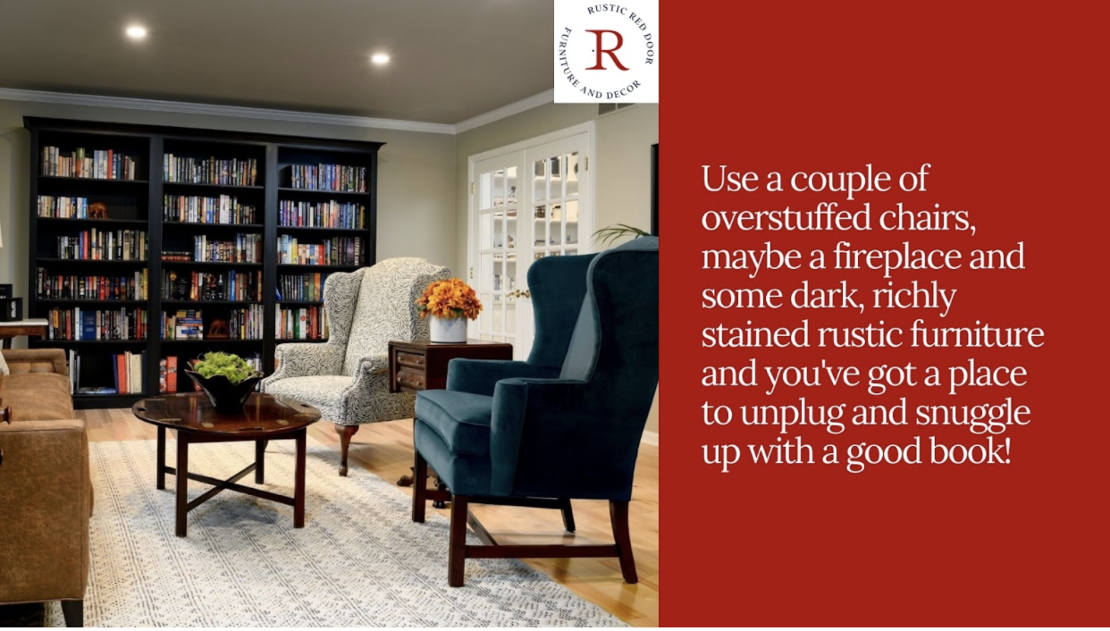 rustic bookcase in living room