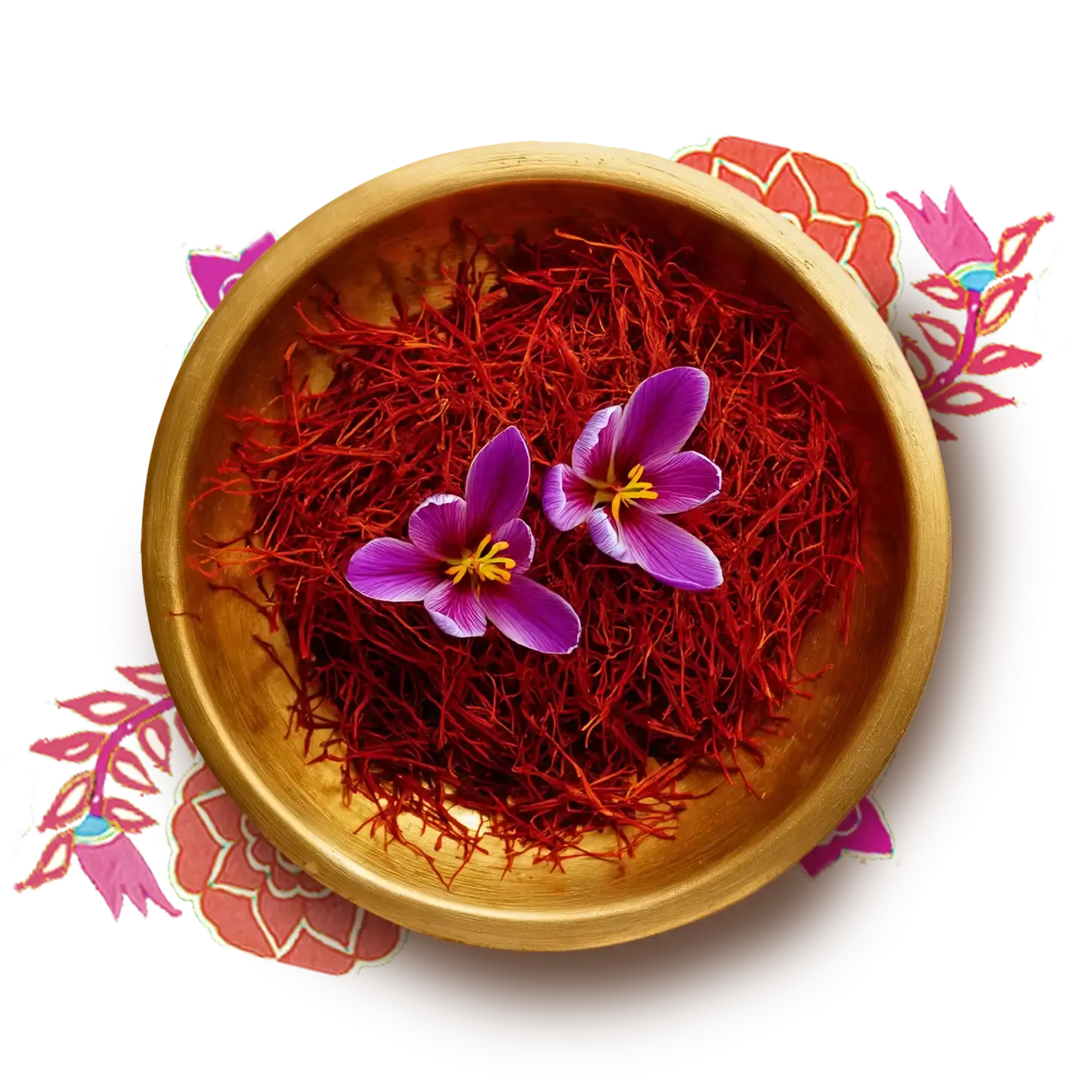 Saffron strands in a bowl