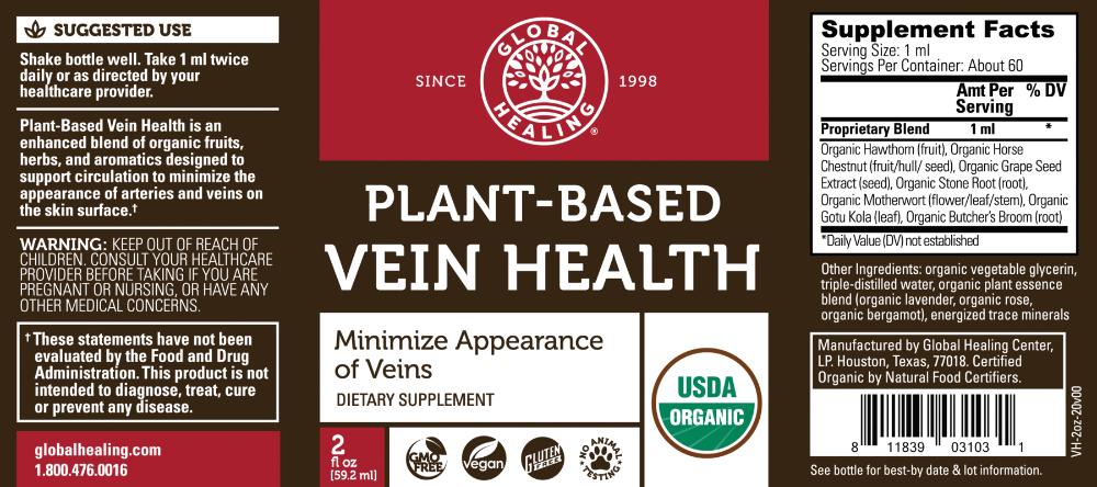 Global Healing Plant Based Vein Health Bottle Label
