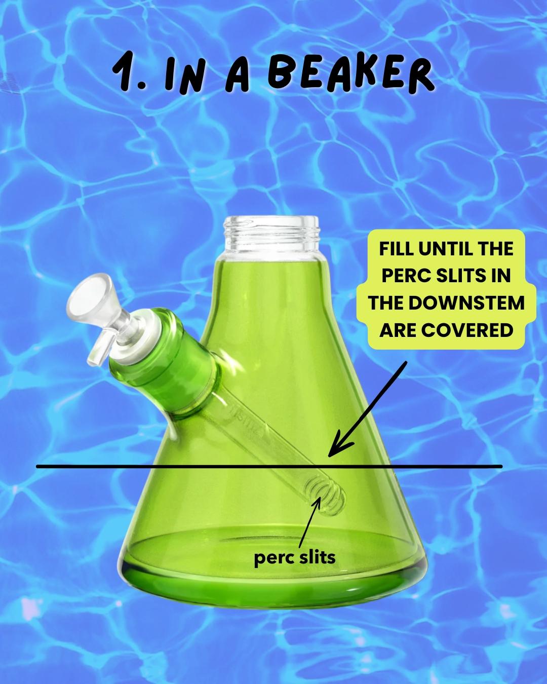 a gif of a beaker base with Prism cleaning caps on it being shaken with cleaning solution inside of it so it can be cleaned