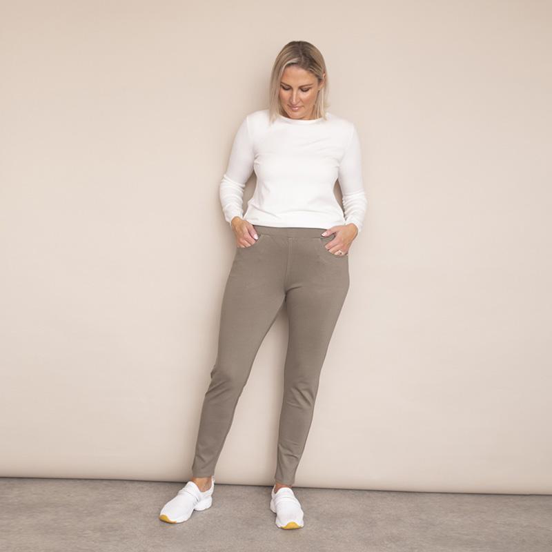 Ann Stretch Waist Trousers - Plus Size (Khaki-Light)