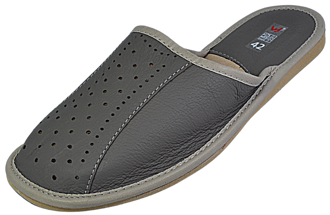 Adonis - Mens beige leather slippers - Reindeer Leather