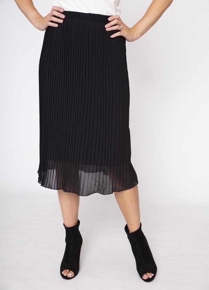Long Pleat Skirt in Black