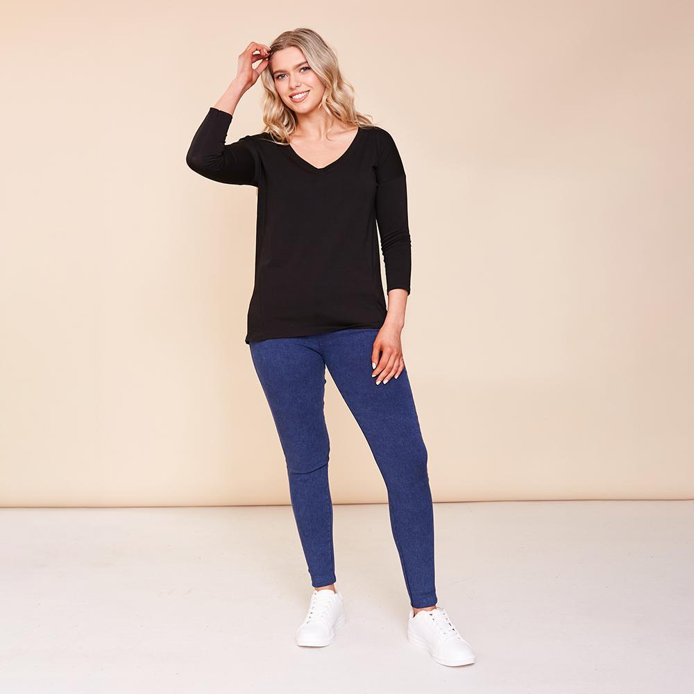 Riley V Neck Top (Black)