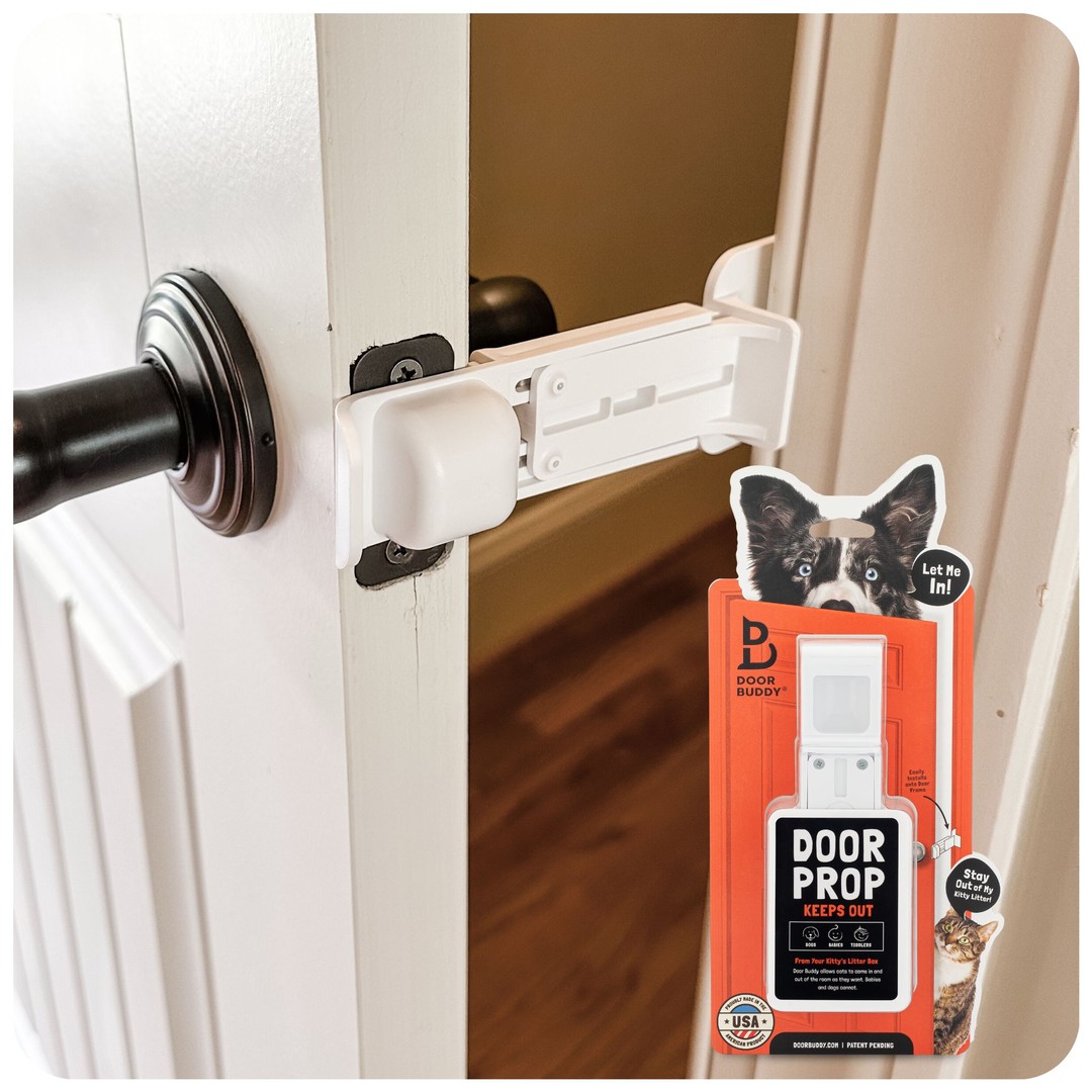 Door Buddy Child Proof Door Lock & Cat Door Stopper. Adjustable Door Strap  Latch to Baby Proof Door & Keep Toddler out of Cat Food & Litter Box. Easy