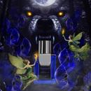 Wolfsbane bottle in purple flower and forest editorial artwork