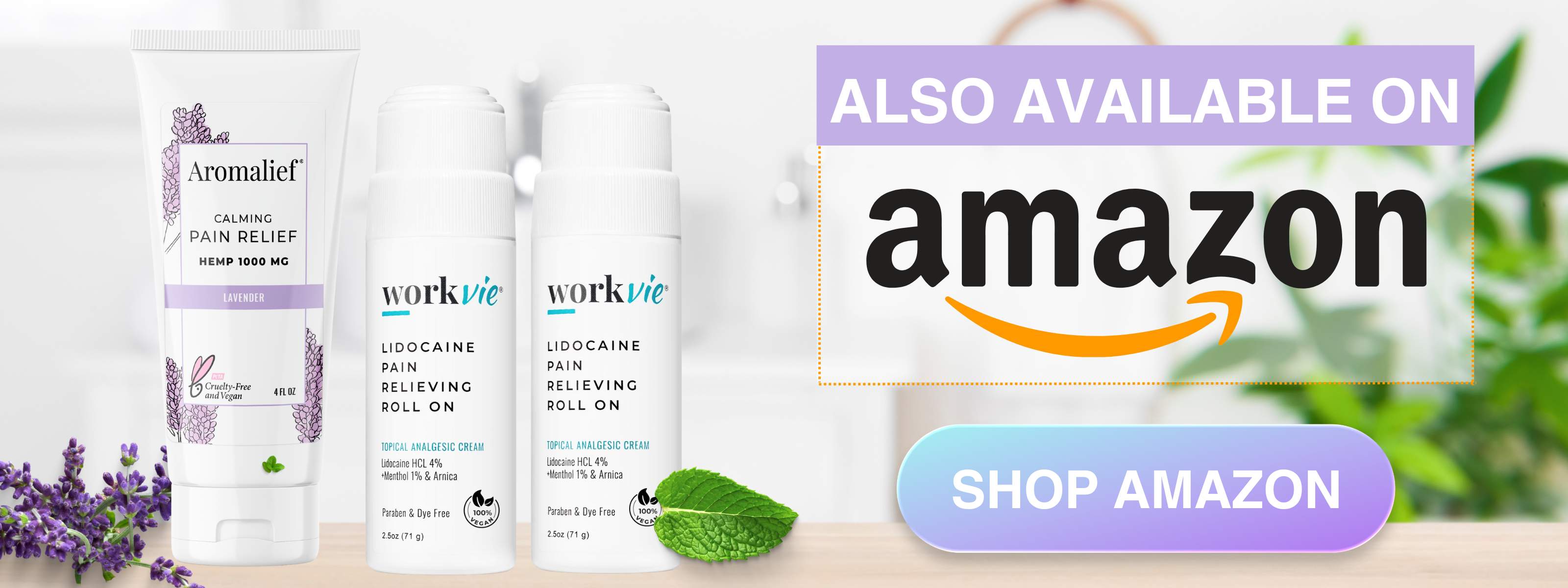 Aromalief and Workvie available on Amazon to Shop