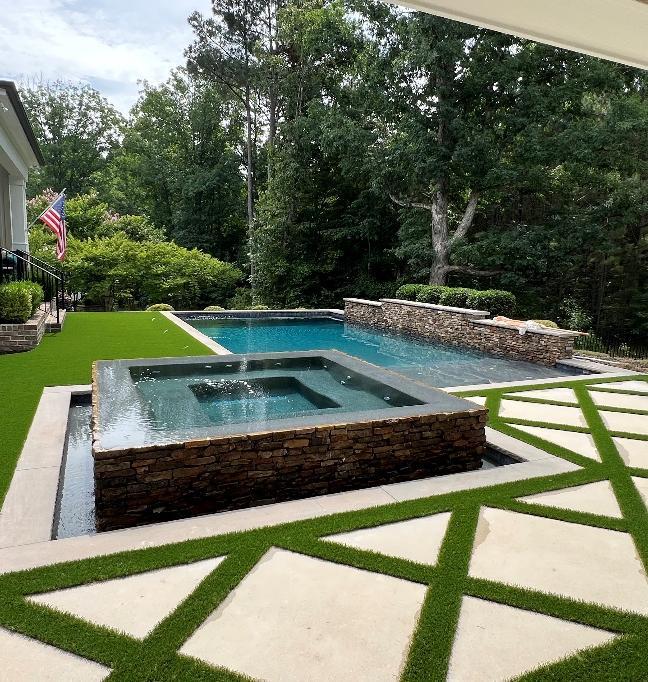 FieldTurf ZL-16 artificial grass pool surround installation