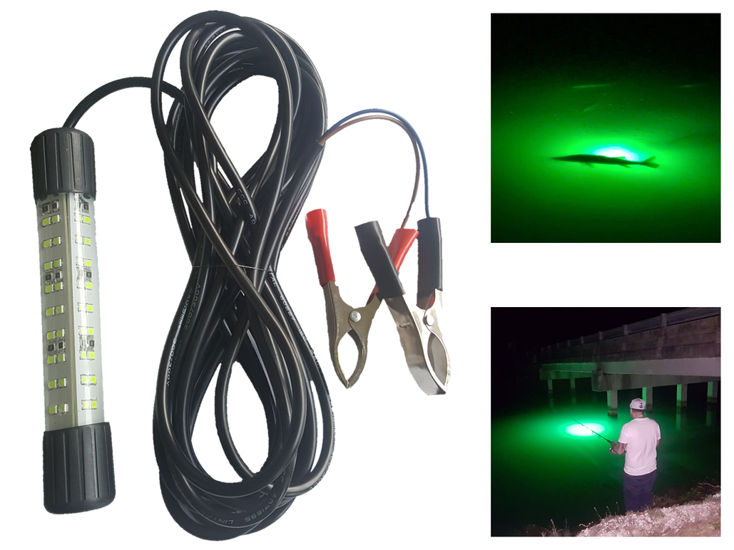  Underwater Fish Light 175W Double Light for Docks with 50' of  Marine Grade Wire for Each Light, Easy to Install, Dusk to Dawn Operation,  Salt or Fresh Water, Guaranteed to Attract