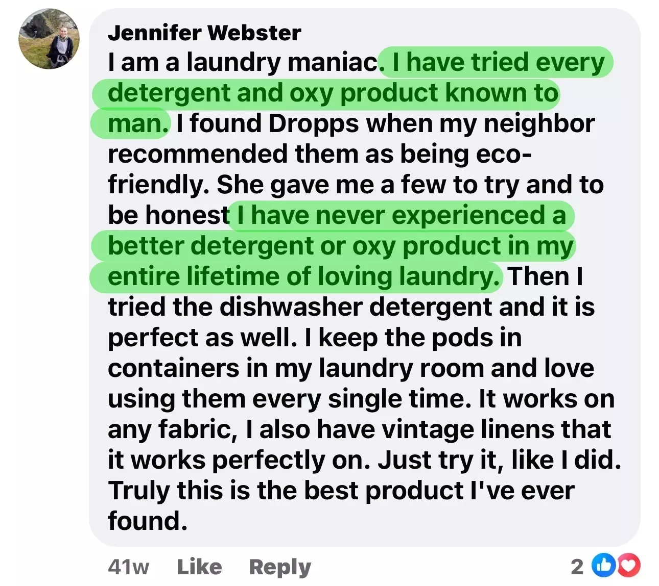 Jennifer Webster Facebook comment.