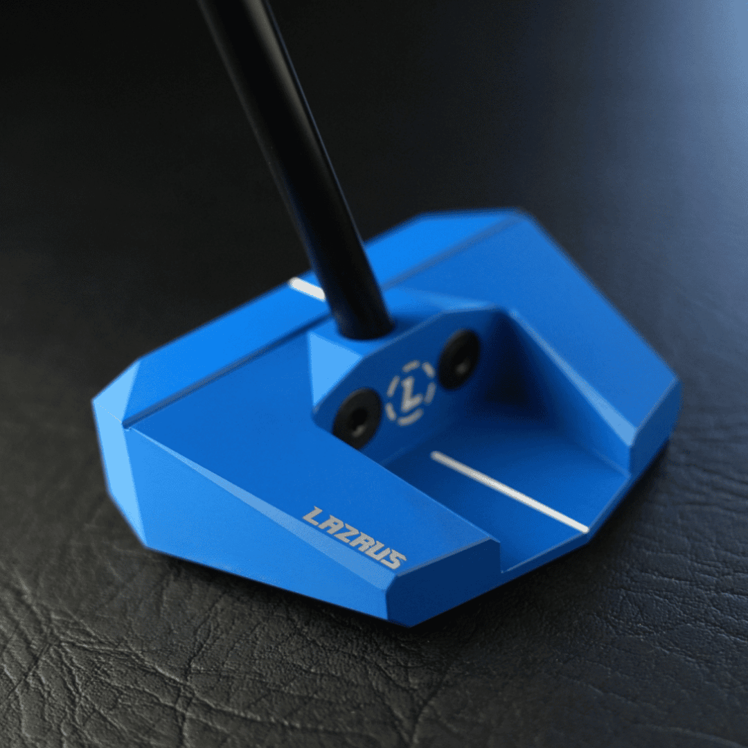 Lazrus LAZ2 zero torque mallet putter in Black finish showing front view with the milled face in clear view