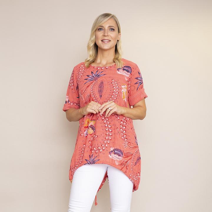 Lily Cotton Top (Coral)