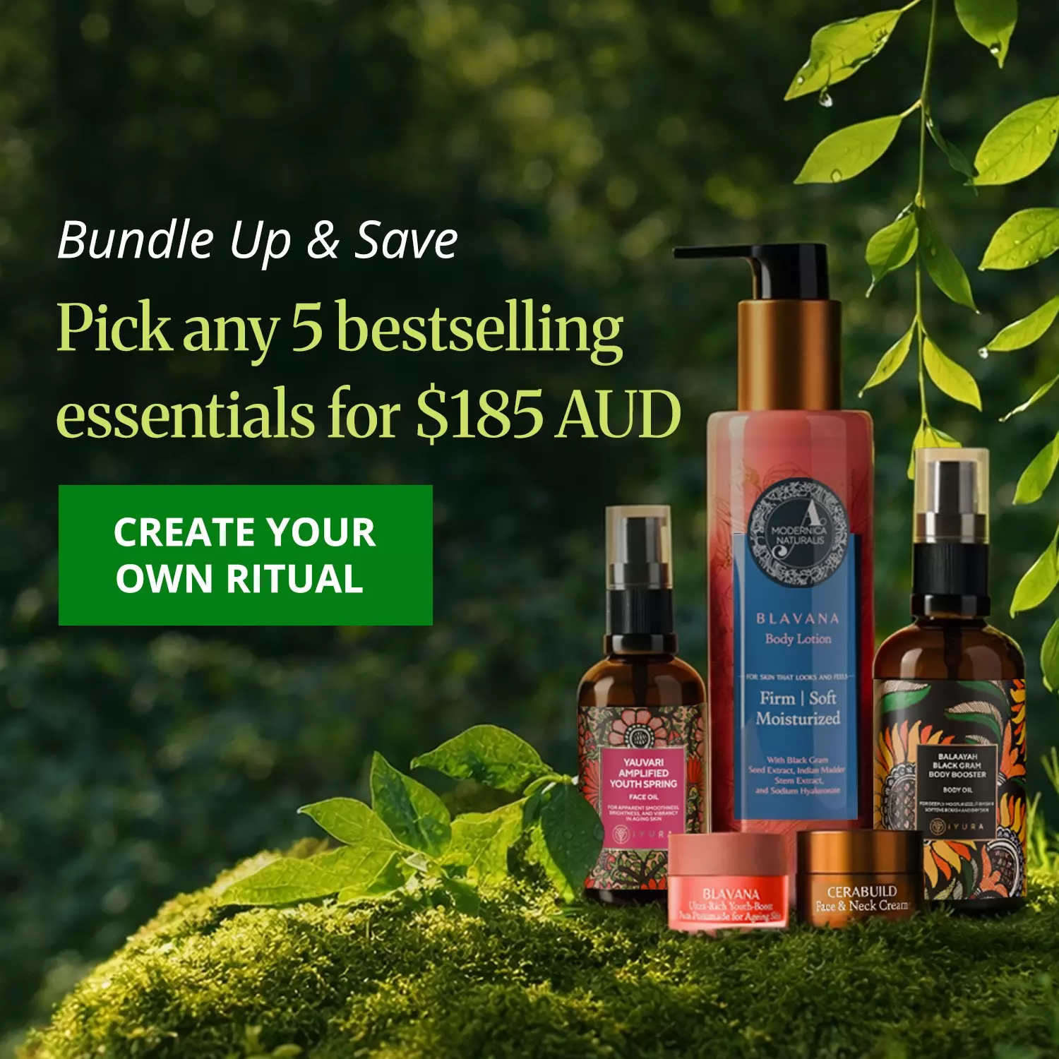 Bundle up and save big | Pick any 5 bestselling essentials for $99 | Mix and match your must-haves for the ultimate Ayurvedic glow. Build your bundle now! Mobile