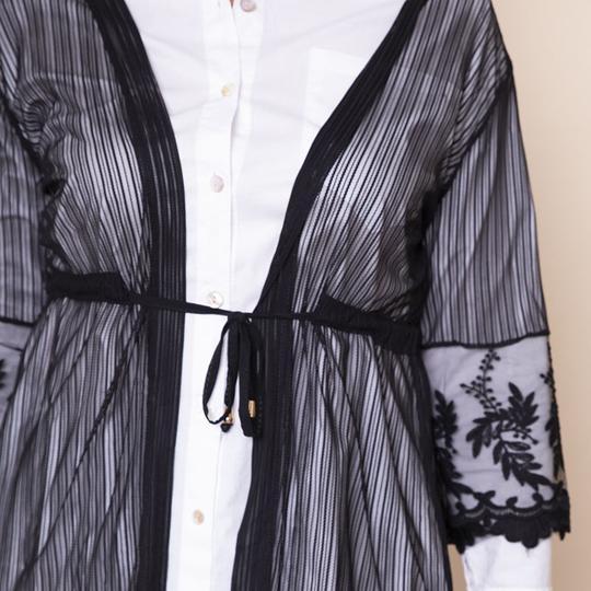 Embroidered Long Lace Cardi in Black