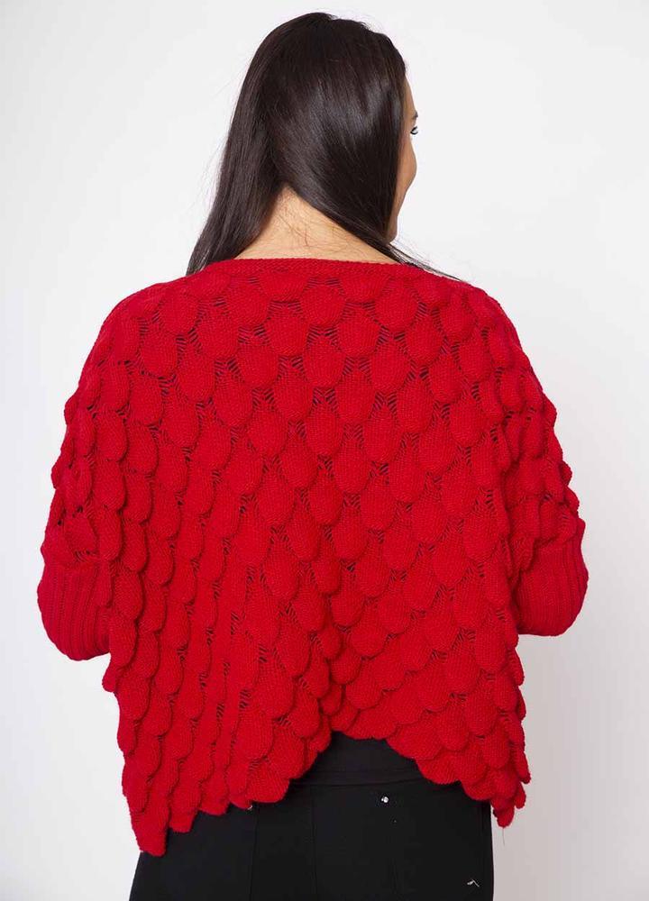 Wave Chunky Jumper in Red