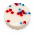 Dirty dangles screamin eagle 4th of july stick wax on a white background showing red and blue dots in the wax