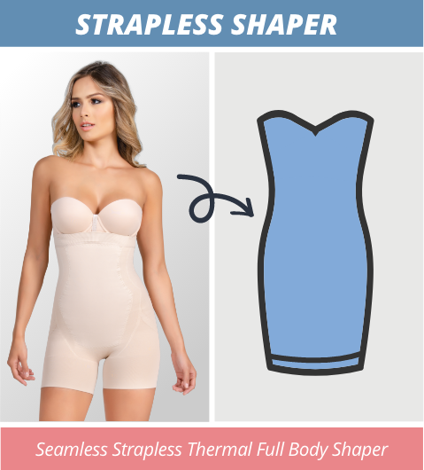 1588 - Seamless Strapless Thermal Full Body Shaper