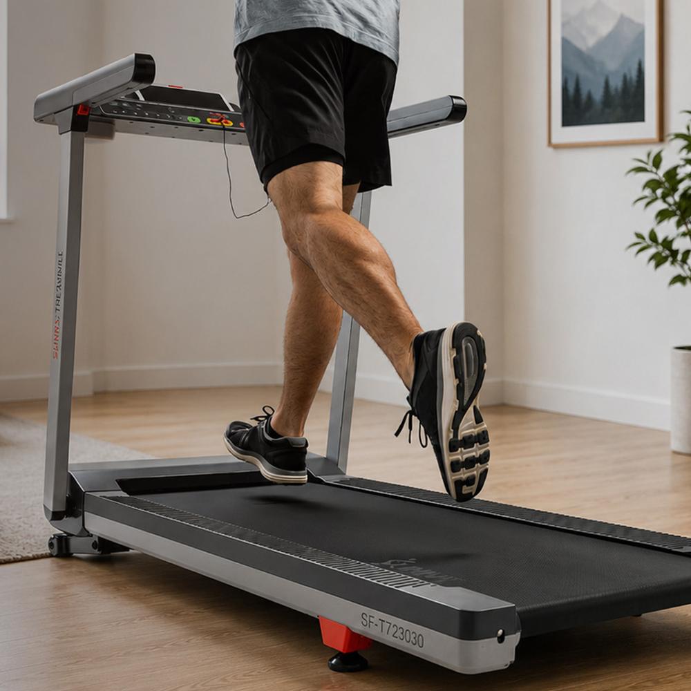 legs of man running on treadmill