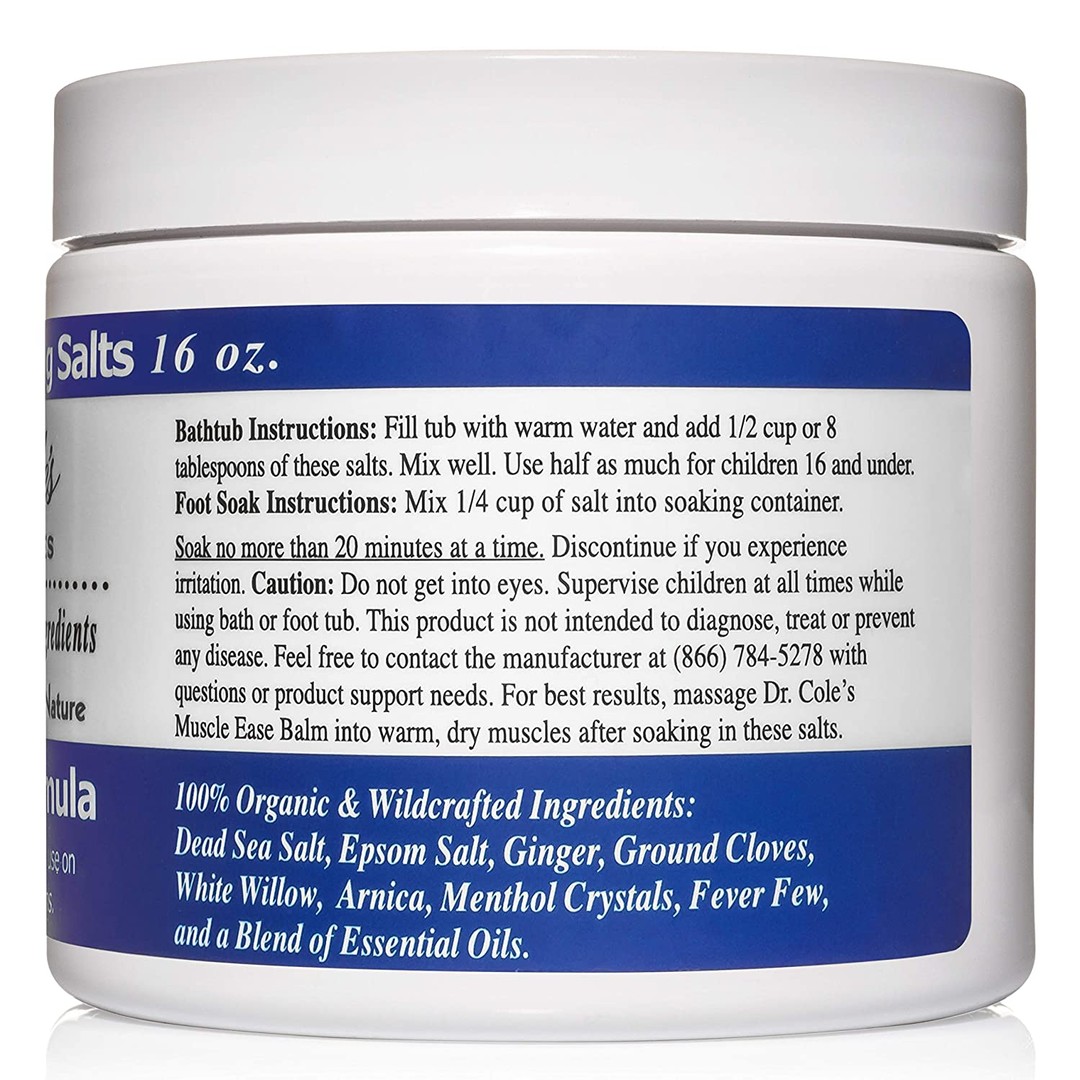 Dr. Coles Muscle Ease Salts back cover