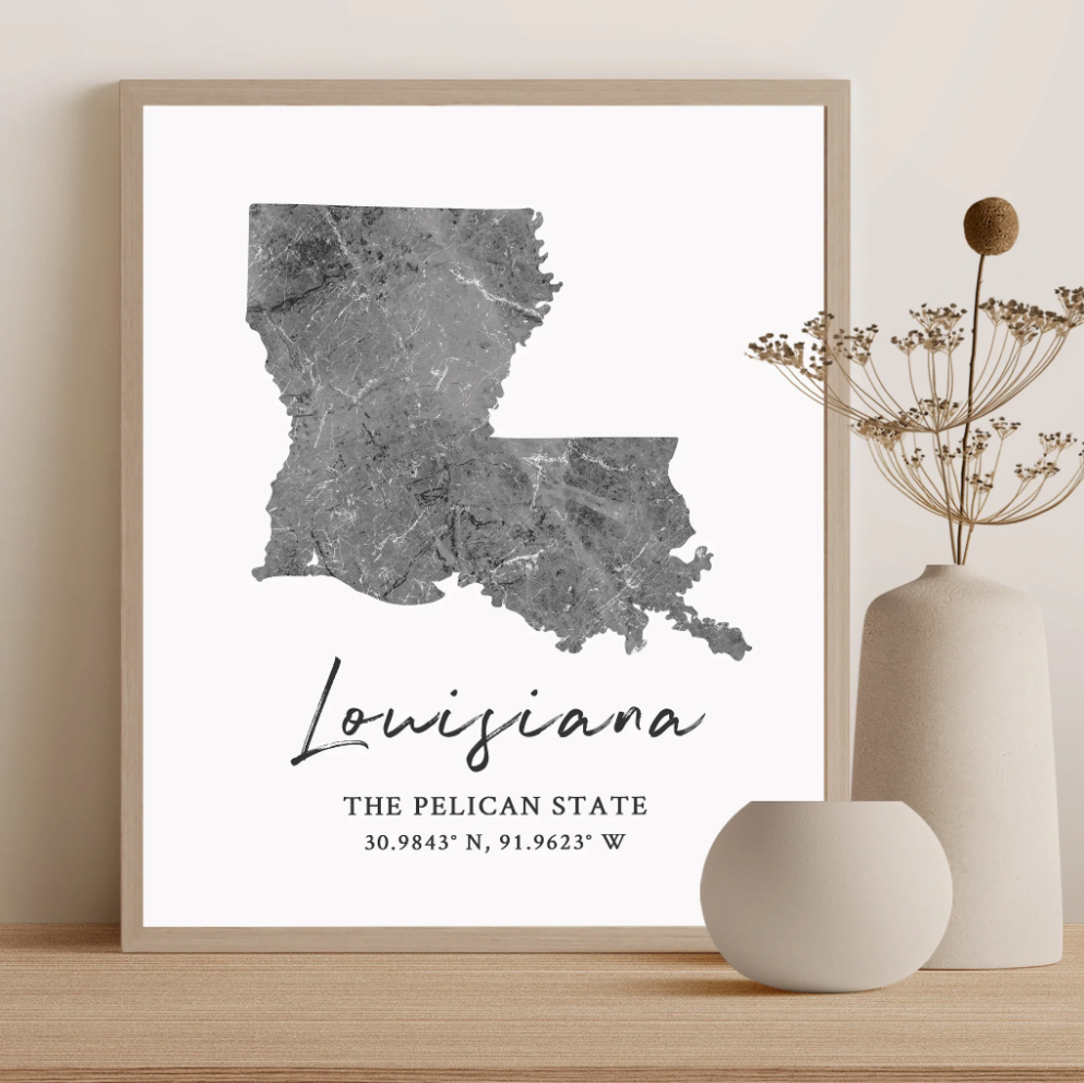 Louisiana State Map Silhouette print