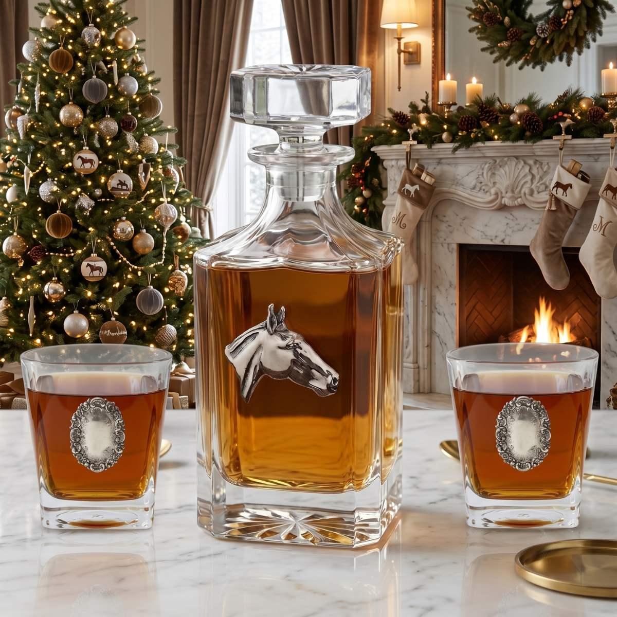 Silver Horse Head Decanter Set | Gift for Horse Lover