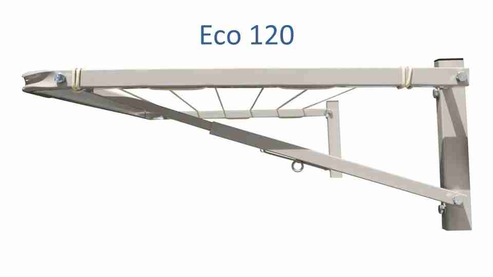 eco 120 clothesline at 1.1m wide showing side view of steel construction