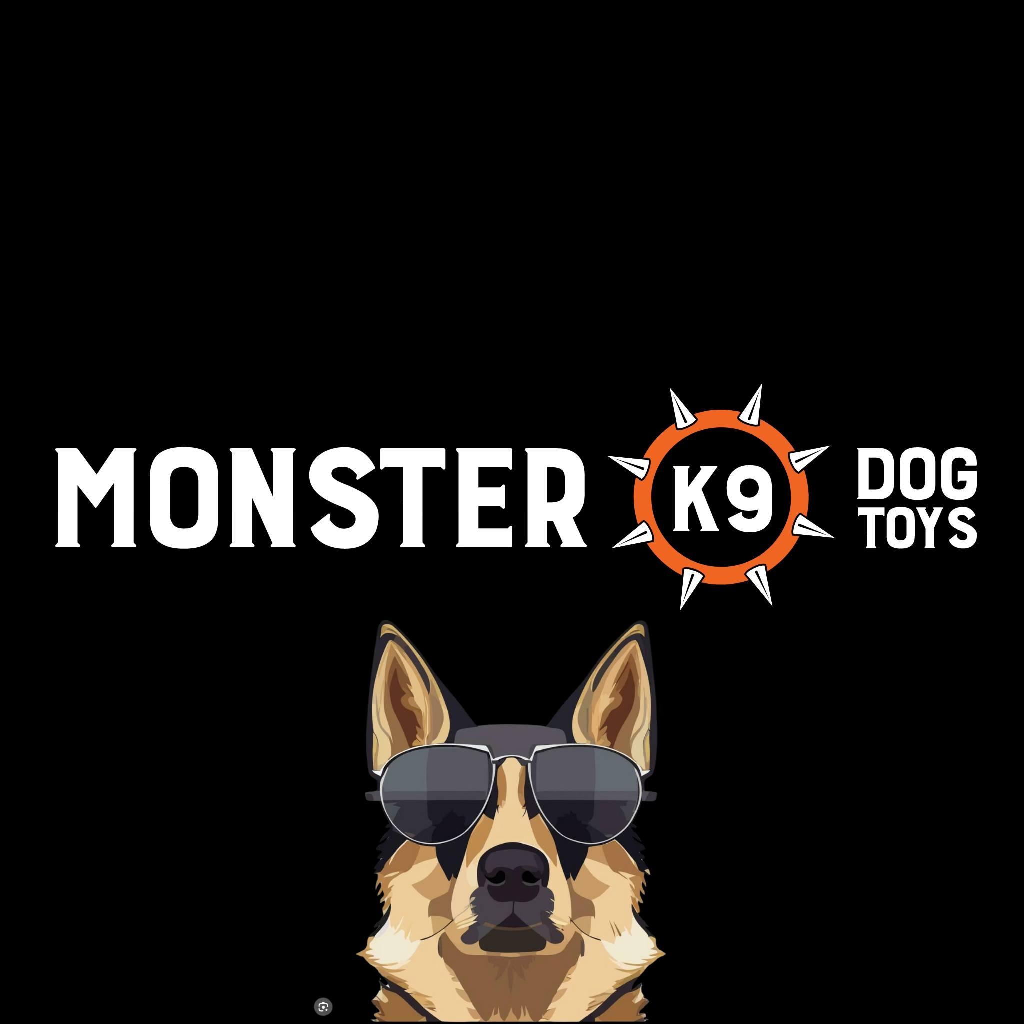 monster k9 dog toys logo with dog