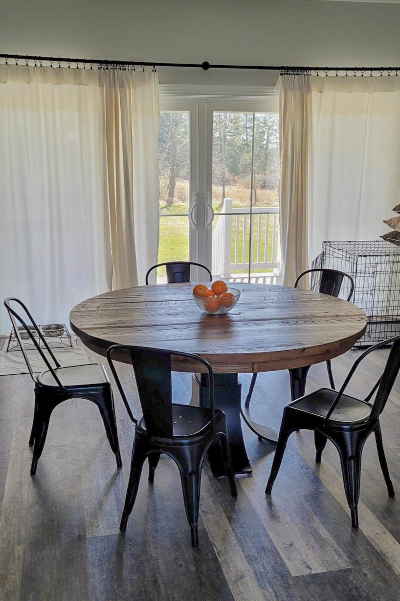 granby round barnwood dining table
