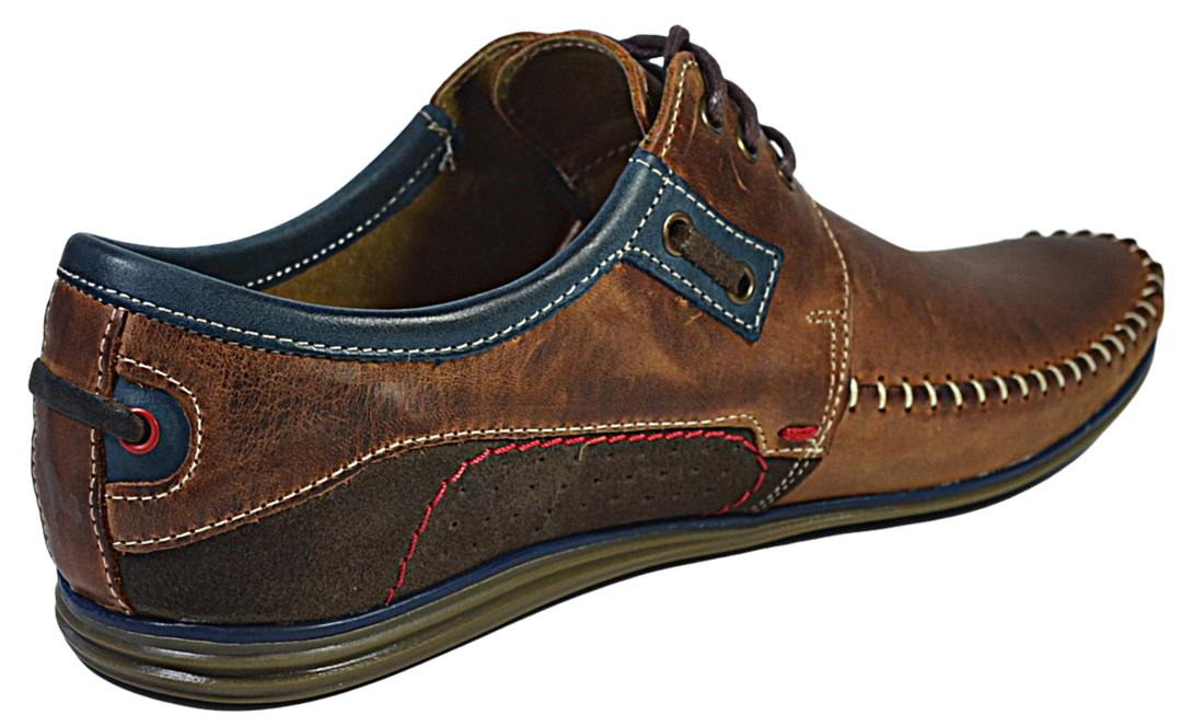 Damian - men's laced up moccasins shoes - Reindeer Leather