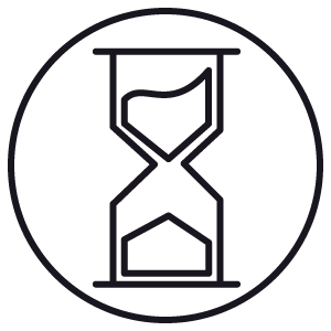 An hourglass, symbolizing long-term effectiveness.