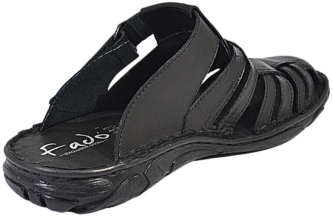 Fado - Mens black scuff slippers - Reindeer Leather