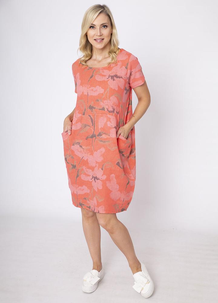 Cap Sleeve Floral Pocket Dress