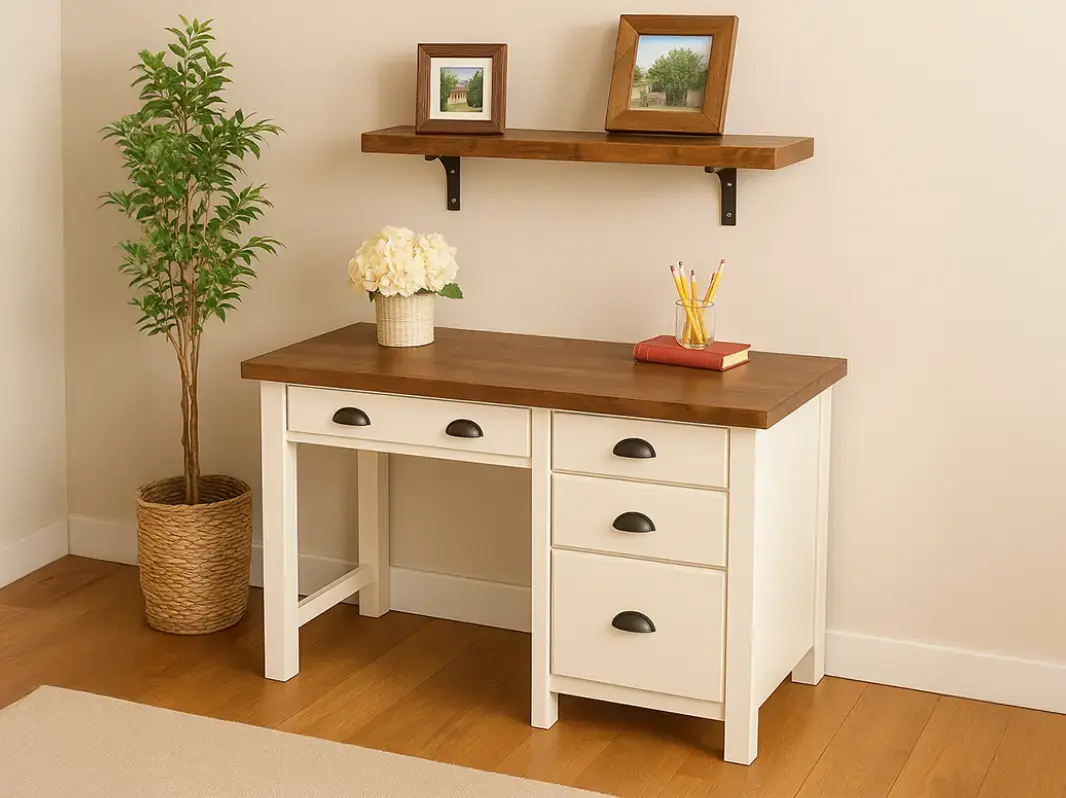 White and Walnut Desk