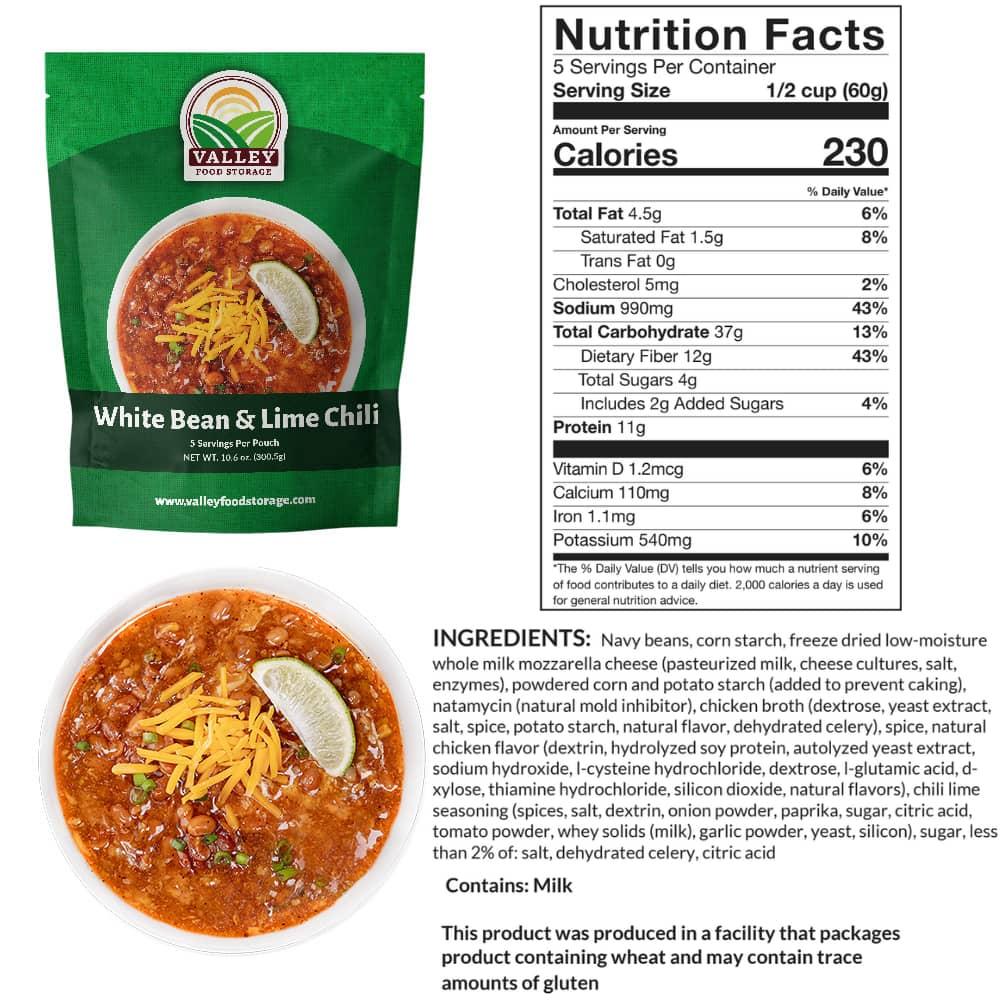 White Bean and Lime Chili Nutrition Facts