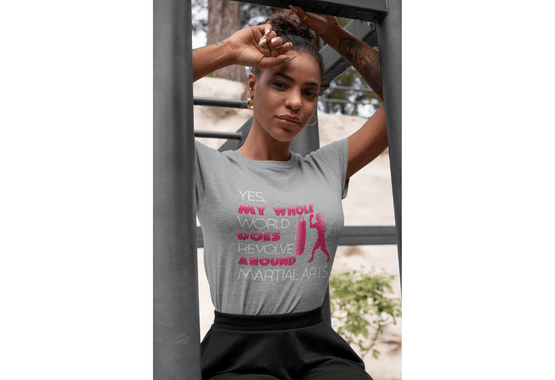 Fight t shirt, boxing t shirts, women t shirts, sparring t shirts, mixed martial arts t shirts, bruce lee t shirts, girl t shirt, whole world revolves around mma t shirt