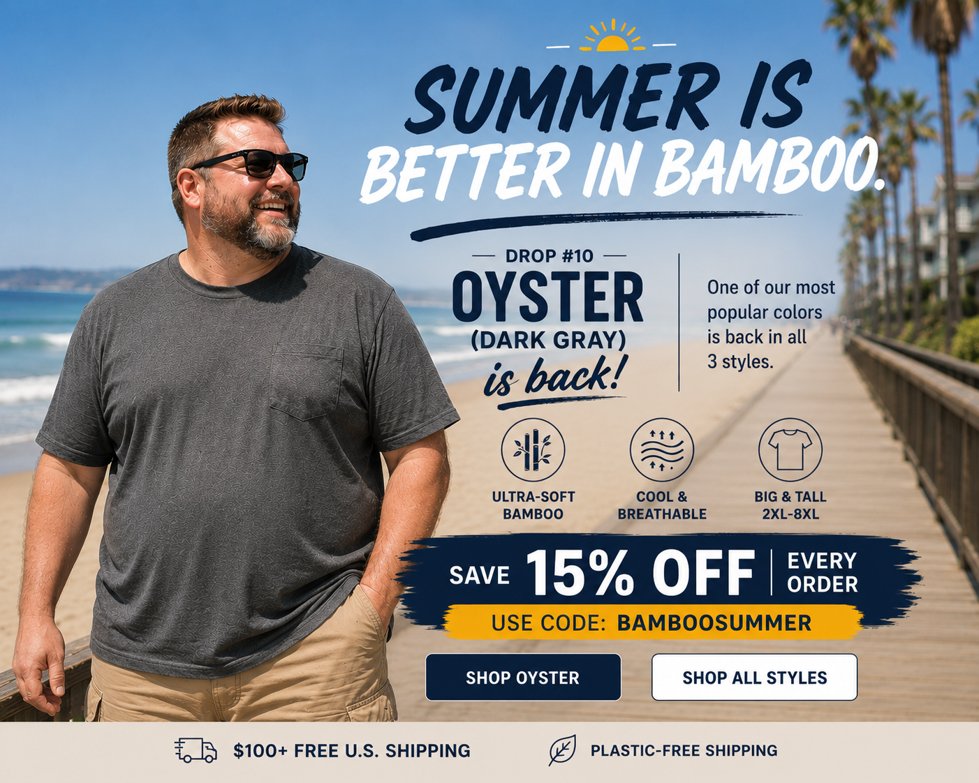 Score Big & Tall Bamboo Viscose Tees — Now with an Extra 15% Off Sitewide with Coupon BAMBOOFREEDOM