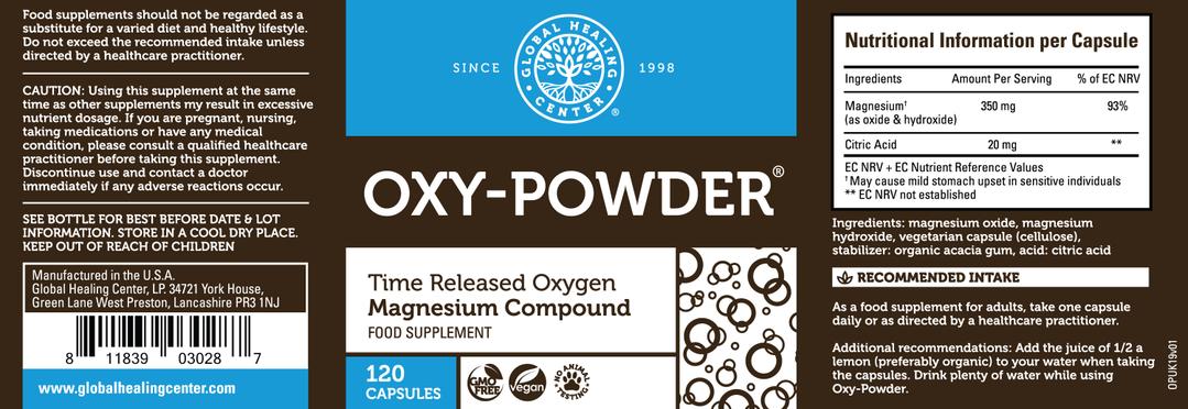 Global Healing Oxy Powder UK Bottle Label