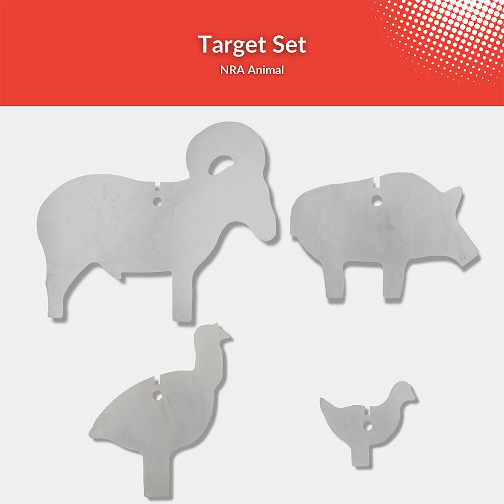 Complete set of metal nra animals made from ar500 steel