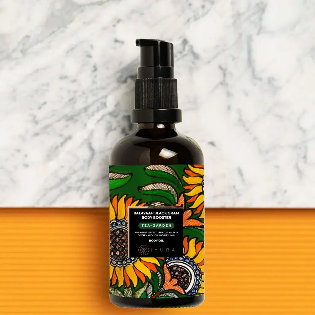 A bottle of Balaayah Black Gram Body Booster - Tea Garden Blend