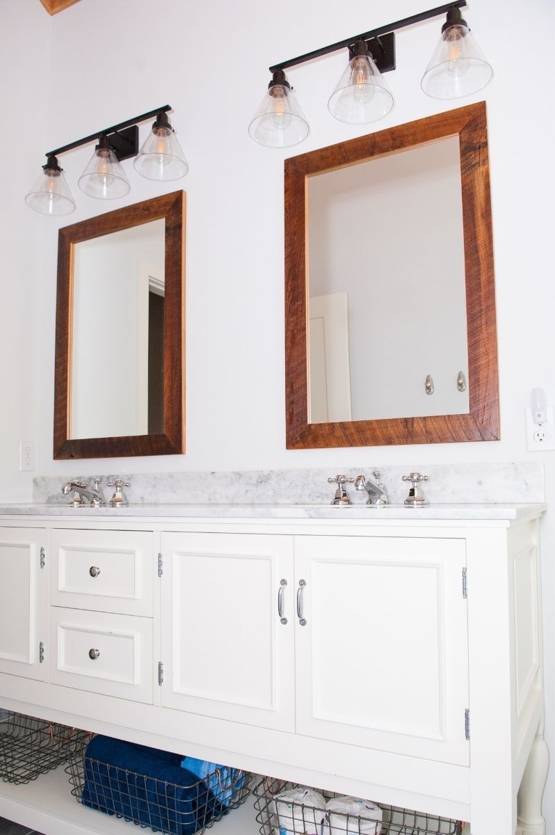 Framed Wood Bathroom Mirrors
