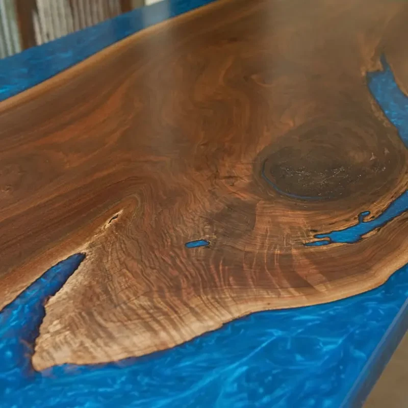 maui metallic blue epoxy table